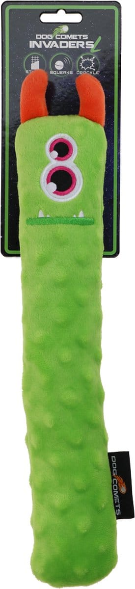 Dog Comets Invaders Werpstok - L - Pluche Hondenspeelgoed - Krakend Materiaal en Pieper - Ballenwerper Hond - Hondenspeeltje - Hondenknuffel - Groen