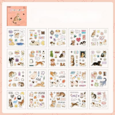 20 Vel Schattige Huisdier Stickers Boek Versiering Transparante Stickers voor Scrapbooking Benodigdheden Junk Journal Knutselstickers