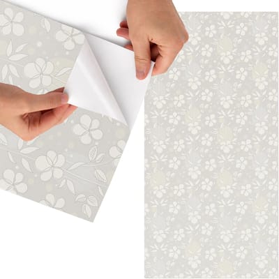 Tulup Meubelfolie - Bloemenpatroon Meubelfolie - 75x150 cm - Romig Meubelfolie - Meubelfolie Zelfklevend - Minimalist Meubelfolie - Wrapfolie Keuken - Wanddecoratie - Bloemen en planten