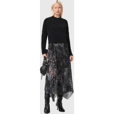 AllSaints Donatella Dress Ripple Gold Black Taglia: XS | Abiti Midi Outlet | Donna | Nero