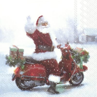 Lunch servetten Santas scooter - IHR - 33x33 cm