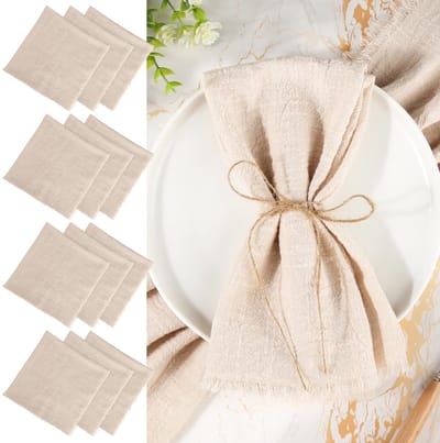 Servetten met franjes, 45x45cm linnen servetten, katoenen servettenstof, tafelservetten van stof met 10m koord voor familiefeesten, bruiloften, verjaardagen