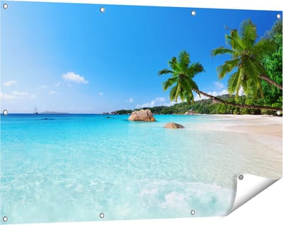 Gards Tuinposter Tropisch Strand en Zee - 120x80 cm - Tuindoek - Tuindecoratie - Wanddecoratie buiten - Tuinschilderij