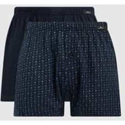 Gotzburg heren boxershorts wijd model met gulp (2-pack) - donkerblauw uni en dessin