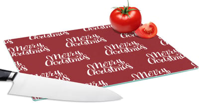 Glazen Snijplank - 28x20 - Quotes - Christmas - Patronen - Rood - Wit - Snijplanken Glas