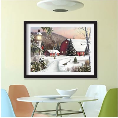Prachtige handgeschilderde natuur sneeuw landschap diamant schilderij volledige boor op canvas nieuw ontwerp 20X30CM