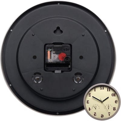 Buitenklok met Hygrometer - Wandklok Terras - Buitenweer Monitoren - Geluidvrij Uurwerk - 25.7 cm Breedte - Bruin