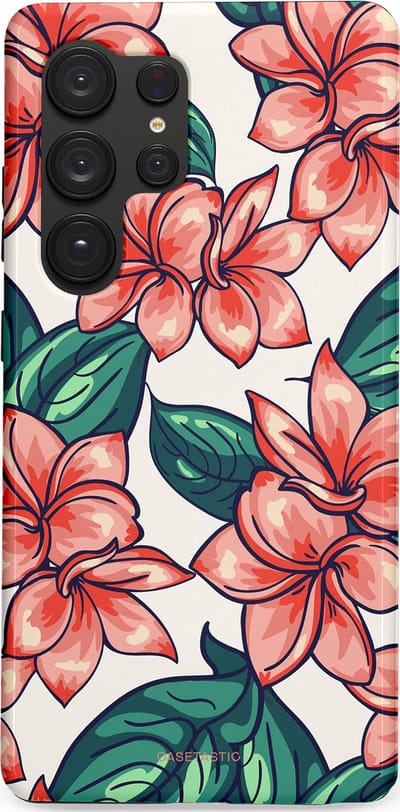 Casetastic hoesje geschikt voor Samsung Galaxy S25 Ultra - Dubbellaagse bescherming - Bloemenparadijs - Fashion Case - Petrol Koraal Perzik Wit