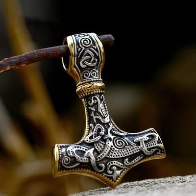 Vintage Nordic Mjolnir Valknut Keltische Hanger Ketting Mannen Rvs Viking Amulet Scandinavische Rune Ketting Sieraden brown