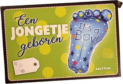 Wenskaart - folieballon - een jongetje geboren - 46x77cm