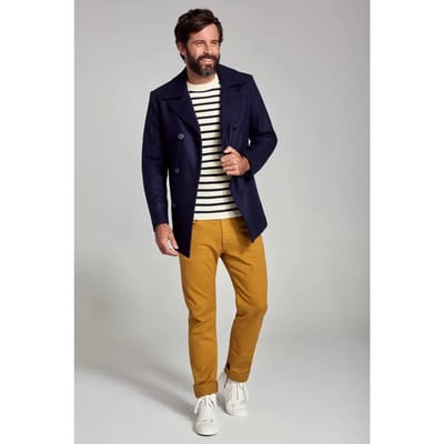 Armor-Lux Cap Sizun Jas Wol Navy - Maat L - Heren - Mantels