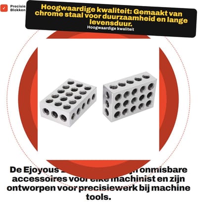 Dailygoods- Parallel Blocks - Precisie Blokken - 1-2-3 Blokken - 23-Hole Blokken - Gereedschapstaal - Schokbestendig 0.0002 inch Precisie - Machinist Blocks
