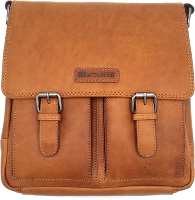 Hill Burry – VB10024 -3076 - echt lederen - schoudertas –crossbodytas- stevig - chique - uitstraling - vintage leder- bruin /cognac