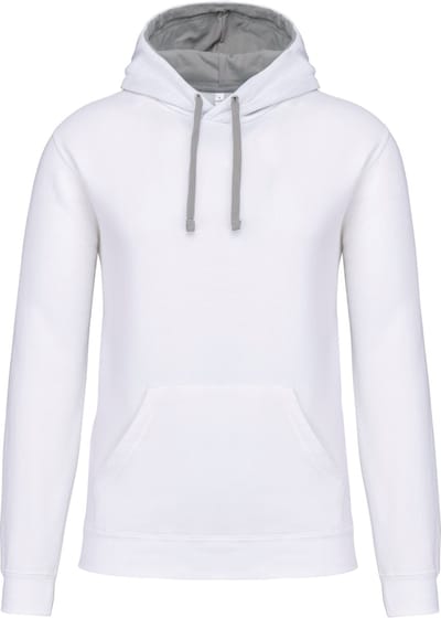 Kariban Hooded sweater met contrasterde capuchon K446 - White / Fine Grey - XS