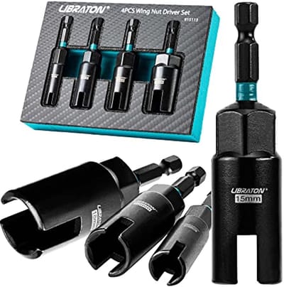 Vleugelmoer Driver Set van 4 Stuks met EVA Opbergdoos - 1/4 Inch Zeskantschacht
