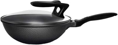 Wokpan Roestvrij Staal - Koekenpan Wok - Roerbakken Thuis - Zonder Antiaanbaklaag - 30-32 cm - Zilverkleurig