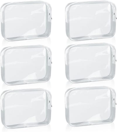 Transparante Cosmetica Tas Set van 6 Stuks, Ideaal voor Toiletartikelen, Reizen en Organisatie, 19 x 6 x 13 cm