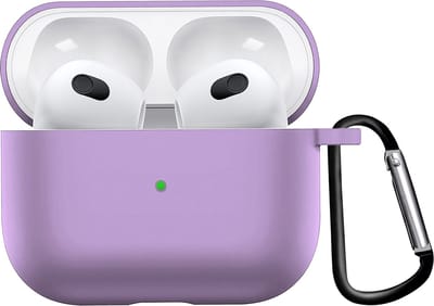 Hoesje - Geschikt voor Apple AirPods 3 - Siliconen Hoes met Clip - Silicone Case Cover - Lila