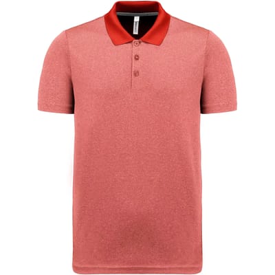 PROACT® Gevlamde polo korte mouwen volwassene PA496 - Coral Heather - 4XL