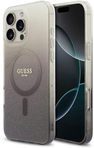Guess telefoonhoesje voor iPhone 16 Pro Max - schokbestendig - zwart