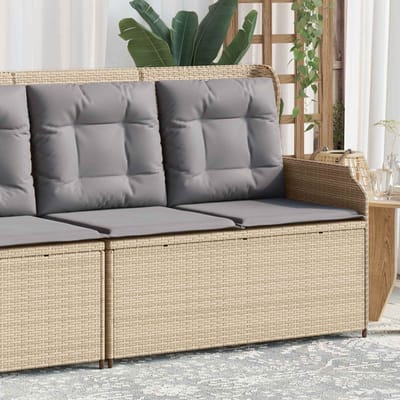 vidaXL Tuinbank met kussen Beige en Grijs poly rattan