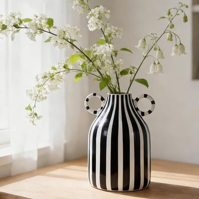 Vaas – minimalistische funky boho huisaccent vaas voor woonkamer salontafel middelpunt, kantoor, boekenplank en vensterbank (B)