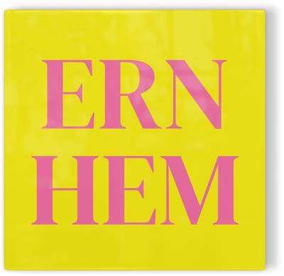 Tegeltje Arnhem Ernhem - geel roze - tegeltje stad - tegeltje met tekst