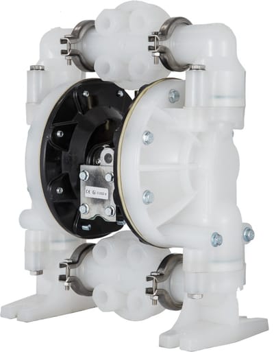 Luchtgedreven Dubbelmembraanpomp, 1 Inch Inlaat/Uitlaat, 30 GPM, Polypropyleen, Max. 120 PSI, Voor Chemisch En Industrieel Gebruik