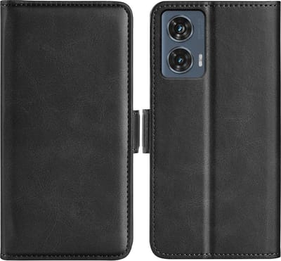 MobyDefend Hoesje - Geschikt voor Motorola Edge 50 Fusion - Luxe Wallet Book Case (Sluiting Zijkant) - Zwart
