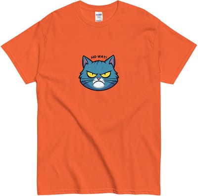 Komisch Grumpy Kat Tshirt - Dames Heren - Funny Quote: No Way! - Oranje - S