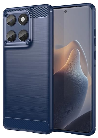 MobyDefend Hoesje - Geschikt voor Motorola Edge 60 / Motorola Edge 60 Fusion - TPU Backcover - Geborstelde Metaal & Carbon-Look - Blauw