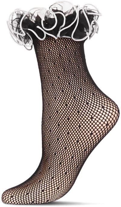 MeMoi Premium Swiss Dot Riemen Crew Sokken Dames Transparante Kant Sokken 1 Paar