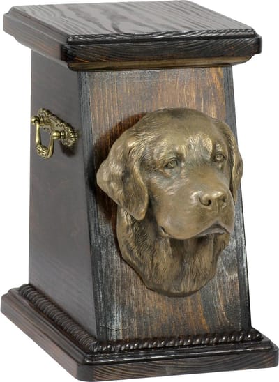 Elegante urn voor hondenas met beeld van een Golden Retriever