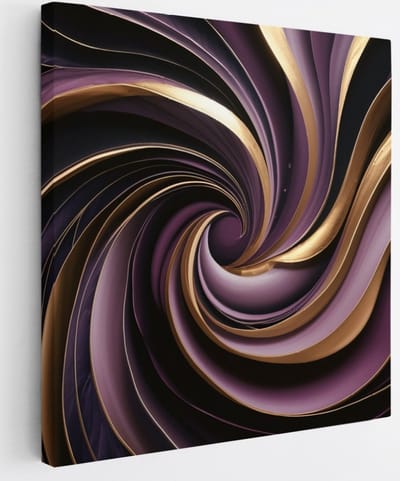 Saammp Canvas Schilderij - Paars goude vormen - Abstract - 20x20 - Foto op canvas - Wanddecoratie - Muurdecoratie Woonkamer - Slaapkamer decoratie - Canvas Print
