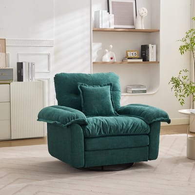 Wishdor - Draaifauteuil - 360° Draaibaar Met Steunkussen - Chenille - Groen