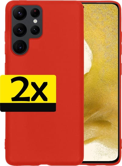 Hoesje - 2 Stuks - Geschikt voor Samsung Galaxy S22 Ultra - Sterk & Shockproof - Case Siliconen - Back Cover - Telefoon Hoes - Telefoonhoesjes - Rood