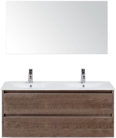 Dante Badmeubelset 120 cm - Tabacco - Keramische Wastafel Wit Enjoy met Spiegel