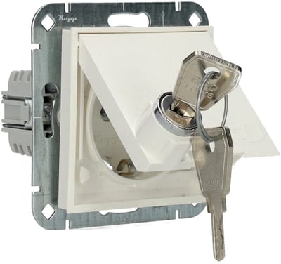Kopp HK07 stopcontact inbouw met klapdeksel + slot randaarde en kinderbeveiliging 1-voudig wit - wandcontactdoos