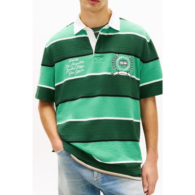 Tommy Hilfiger Tjm Relaxed Ss Stripe Polo Shadow Pine Stripe Größe: S | Poloshirts Outlet | Herren