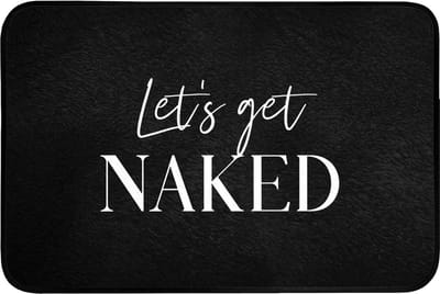 Badmat 90x60 cm - Antislip - Quotes - Let's get naked - Zwart - Spreuk - Badmatten voor badkamer - Badkamermat - Douchemat - Badkamer mat