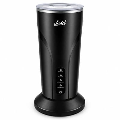 Vivid Green Elektrische Melkopschuimer - 4-in-1 - 500W - PFAS-vrij - 300 ml - Zwart - Warm & Koud Schuim - Compacte Melkklopper Electrisch