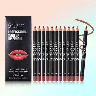 12 Delige Lipliner Set – Matte Lippenpotloden – Professionele Lip Liner Set – Velvet Mocha Kleuren – Langhoudende Lippenmake-up