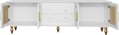 Wit Spaanplaat Rotan Glas Tv Meubel 175 38 55.5cm Woonkamer
