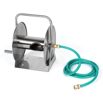 Roestvrij Staal Hogedrukreiniger Metalen Rol Slanghaspel Met 1/2 inch UK Snelkoppeling gray