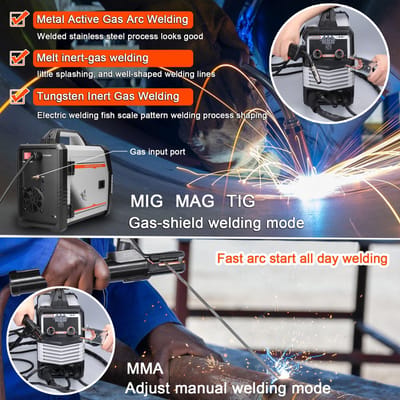 Soudeuse Inverter Multifonctionnelle 4en1 MIG MMA MAG TIG 160C Machine à Souder Électrique Portative Polyvalente Intelligente