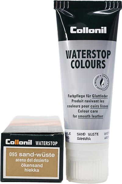Kleurverzorging voor glad leer - 75ml tube - kleur 095 Zand Sahara Beige - Collonil Colours Waterstop met amandelolie