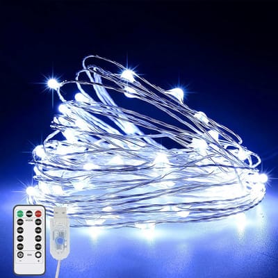 Allecto - LED USB Fairy Lights - Afstandsbediening - Dimbaar - 8 Modi - Wit - 10 meter - 100 LED - Sfeerverlichting - Geschikt voor Binnen en Buit