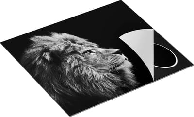 Chefcare Inductie Beschermer Leeuwenkop - Leeuw - Zwart Wit - 60x50 cm - Afdekplaat Inductie - Kookplaat Beschermer - Inductie Mat