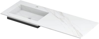 INK Post Wastafel Keramische Slab Envelop Bak Links met 1 Kraangat - 1200x450x10 mm - Calacatta Mat