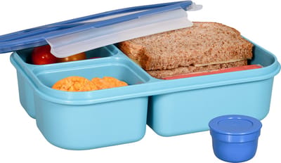 Lock&Lock Broodtrommel - Lunchbox - Bentobox - Lekvrij - BPA vrij - PFAS vrij - 980 ml - Brooddoos - Snackbox - Met Vakjes - Lunchtrommel - Salade lunchbox - Volwassenen en Kinderen - Blauw